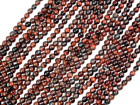 Red Tiger Eye Beads, Round, 4mm-Gems: Round & Faceted-BeadDirect