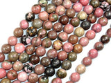 Rhodonite Beads, Round, 10mm (10.5 mm)-Gems: Round & Faceted-BeadDirect