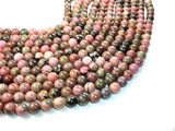 Rhodonite Beads, Round, 10mm (10.5 mm)-Gems: Round & Faceted-BeadDirect