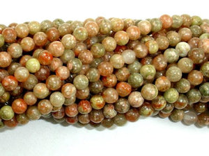 Chinese Unakite, Round beads, 4mm-Gems: Round & Faceted-BeadDirect