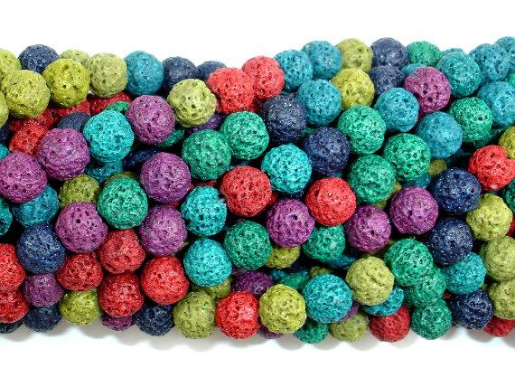 Lava Beads, Multicolored, Round, 6mm-Gems: Round & Faceted-BeadDirect