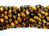 Tiger Eye Beads, Faceted Round, 8mm-Gems: Round & Faceted-BeadDirect