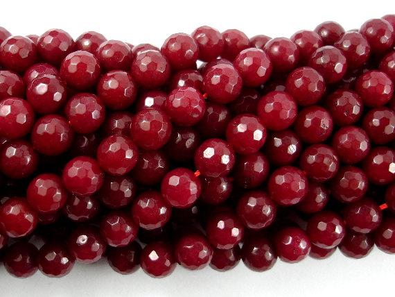 Ruby Jade Beads, Faceted Round, 8mm-Gems: Round & Faceted-BeadDirect