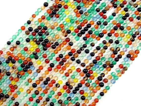 Agate Beads, Round, Multicolored, 2mm-Agate: Round & Faceted-BeadDirect