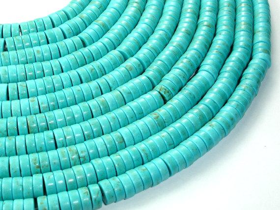 Howlite Turquoise Beads, Heishi, 3 x 8mm-Gems:Assorted Shape-BeadDirect