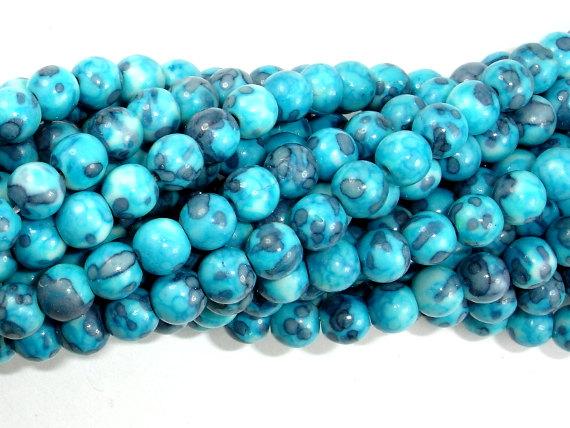 Rain Flower Stone Beads, Blue, 6mm Round Beads-Gems: Round & Faceted-BeadDirect
