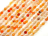 Orange Agate Beads, 4mm Faceted Round-Gems: Round & Faceted-BeadDirect