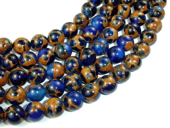 Mosaic Stone Beads, Blue, 8mm Round Beads-Gems: Round & Faceted-BeadDirect