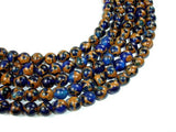 Mosaic Stone Beads, Blue, 8mm Round Beads-Gems: Round & Faceted-BeadDirect