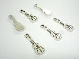 Violin Charms, Zinc Alloy, Antique Silver Tone, 6.5x20 mm 20pcs-Metal Findings & Charms-BeadDirect