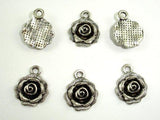 Rose Charms, Zinc Alloy, Antique Silver Tone, 14 x 17mm 10pcs-Metal Findings & Charms-BeadDirect