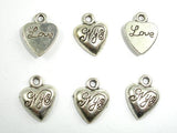 Heart Charms-Love, Zinc Alloy, Antique Silver Tone 20pcs-Metal Findings & Charms-BeadDirect