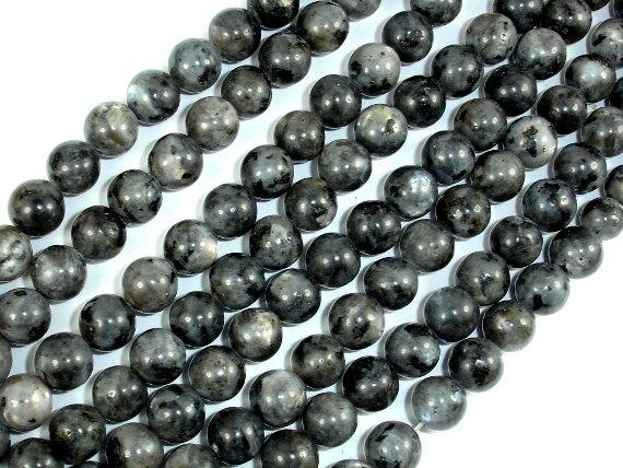 Black Labradorite Beads, Larvikite, 8mm(8.5mm) Round Beads-Gems: Round & Faceted-BeadDirect