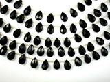 Black Glass Beads, 8x12mm Briolette Beads, Faceted Pear Beads-Pearls & Glass-BeadDirect