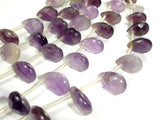 Amethyst Beads, 8mm x 12mm Briolette Beads, Faceted Pear Beads-Gems:Assorted Shape-BeadDirect