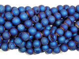 Druzy Agate Beads, Blue Geode Beads, 8mm Round-Agate: Round & Faceted-BeadDirect