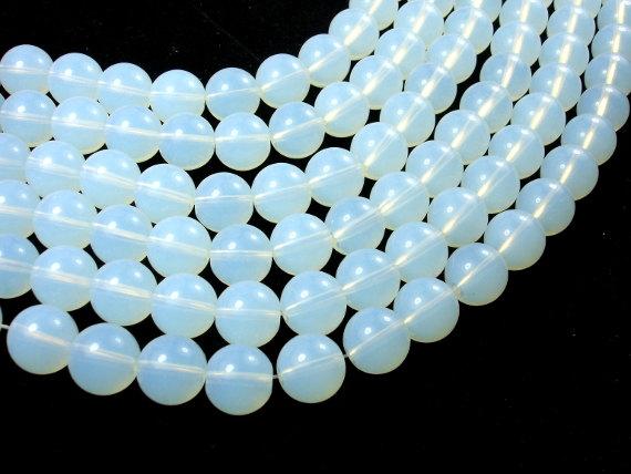 White Opalite Beads, 12 mm Round Beads-Gems: Round & Faceted-BeadDirect