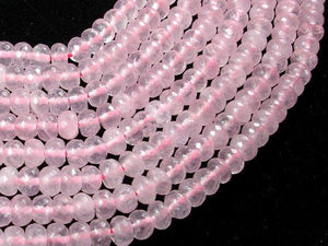Rose Quartz, 5 x 8mm Faceted Rondelle Beads-Gems:Assorted Shape-BeadDirect