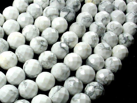 White Howlite, 10 mm Faceted Round Beads-Gems: Round & Faceted-BeadDirect