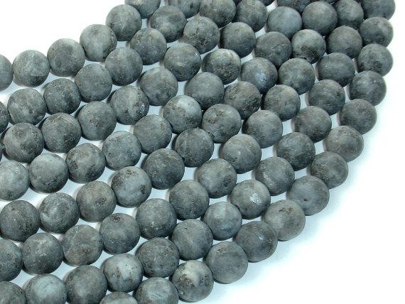 Matte Black Labradorite Beads, Larvikite, 8mm Round Beads-Gems: Round & Faceted-BeadDirect