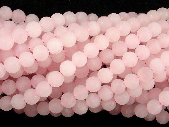 Matte Rose Quartz Beads, 6mm, Round beads-Gems: Round & Faceted-BeadDirect