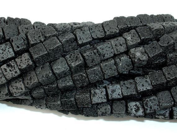 Black Lava, 6x6mm Cube Beads-Gems:Assorted Shape-BeadDirect
