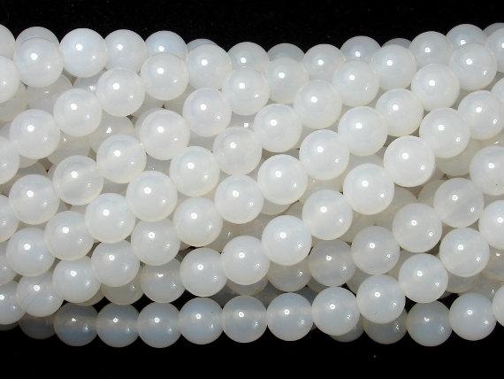White Agate, 6mm (6.3 mm) Round Beads-Agate: Round & Faceted-BeadDirect