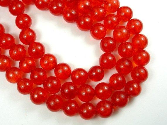 Dyed Jade-Orange Red, 10mm Round Beads-Gems: Round & Faceted-BeadDirect