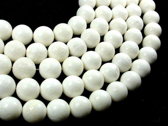 White Sponge Coral Beads, 15mm Round Beads-Gems: Round & Faceted-BeadDirect
