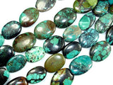 Genuine Turquoise, Oval Beads, 8 Inch Strand-Gems: Round & Faceted-BeadDirect