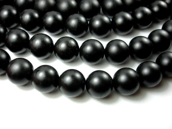 Matte Black Stone, 20mm Round Beads-Gems: Round & Faceted-BeadDirect