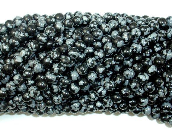 Snowflake Obsidian Beads, 4mm (4.6 mm) Round Beads-Gems: Round & Faceted-BeadDirect