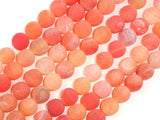 Frosted Matte Agate Beads, Orange, 10mm Round Beads-Agate: Round & Faceted-BeadDirect
