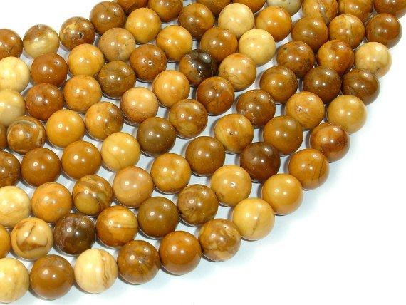 Yellow Ivory Jasper Beads, 10mm Round Beads-Gems: Round & Faceted-BeadDirect