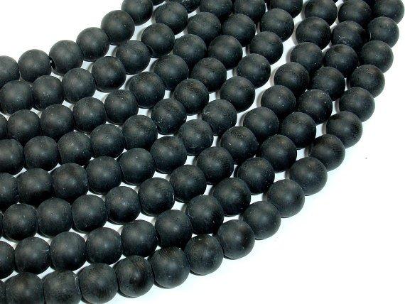Matte Black Stone, 8mm Round Beads-Gems: Round & Faceted-BeadDirect