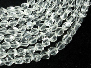 Clear Quartz, (7-8) mm x (9-10) mm Faceted Nugget Beads-Gems: Round & Faceted-BeadDirect