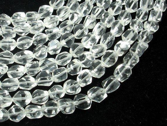 Clear Quartz, (7-8) mm x (9-10) mm Faceted Nugget Beads-Gems: Round & Faceted-BeadDirect