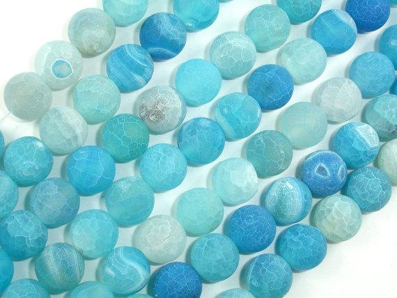 Frosted Matte Agate - Sea Blue, 10mm Round Beads-Agate: Round & Faceted-BeadDirect