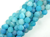 Frosted Matte Agate - Sea Blue, 10mm Round Beads-Agate: Round & Faceted-BeadDirect